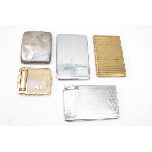 336 - 1920s Silver Cigarette case 137g total weight and a collection of assorted cigarette cases