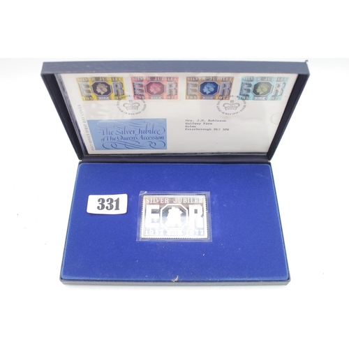 331 - Silver 1952 - 1977 10p Ingot in case with Silver Jubilee First Day Cover in case