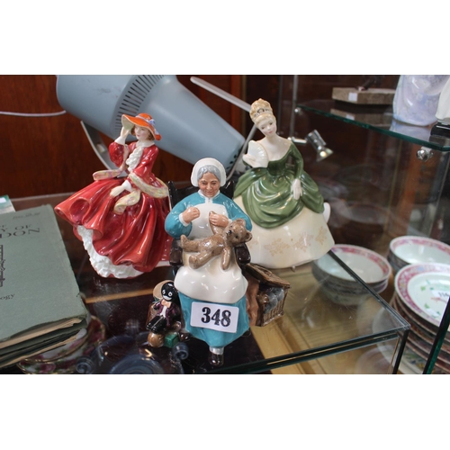 348 - 3 Royal Doulton figurines Nanny, Soiree & Top O Hill