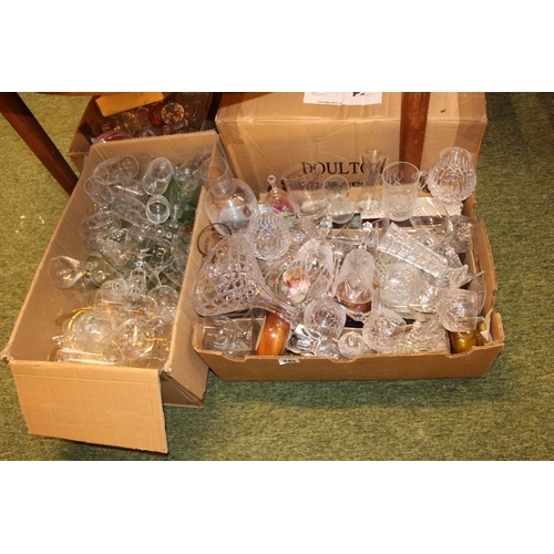 245 - 2 Boxes of assorted glassware mostly wine glasses