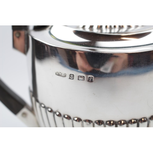 105 - Half fluted Edwardian Silver teapot Birmingham 1904, Henry Williamson Ltd 260g total weight