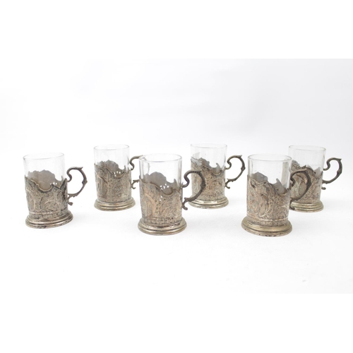 179 - Set of Interesting White metal foliate coffee can holders with liners and a collection of 18thC and ... 