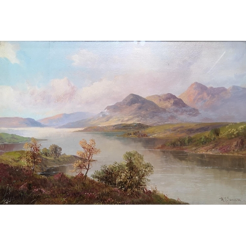 260 - F. E. Jamieson (1910-1940) - an antique early 20th century oil on canvas painting of a Scottish Loch... 