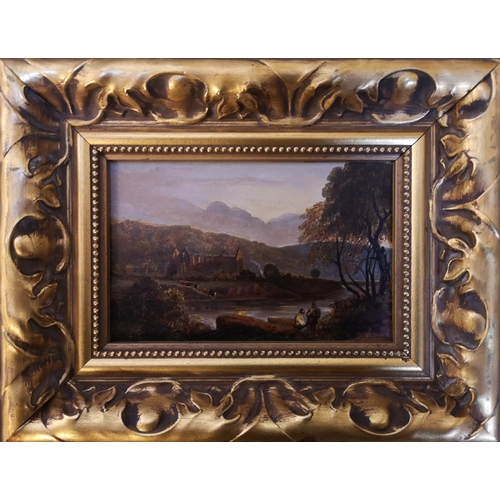 267 - John Varley OWS (1778 – 1842) Oil on board of Tintern Abbey Wales, fully cleaned and restored in gil... 