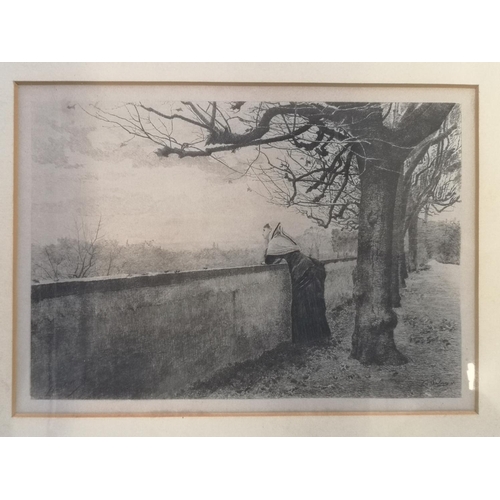 273 - Framed 'Autumn' etching by E Salmon from the picture by L E Adan, 26 x 18cm