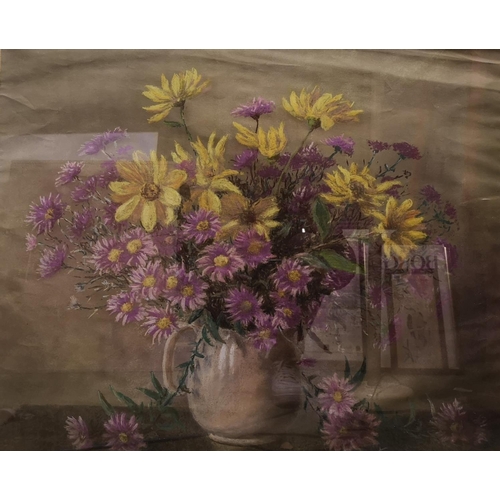 280 - Ivor Mackenzie , Framed Pastel of Floral Still life. Signed to bottom right. 51 x 61cm