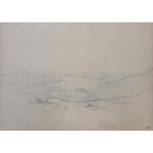 291 - William Leighton Leitch (1804 – 1883), Pencil Sketch Gore Loch dated 1843, Monogrammed to bottom rig... 