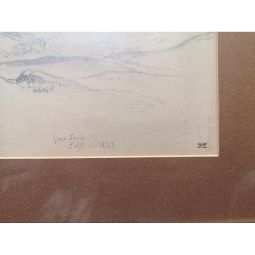 291 - William Leighton Leitch (1804 – 1883), Pencil Sketch Gore Loch dated 1843, Monogrammed to bottom rig... 