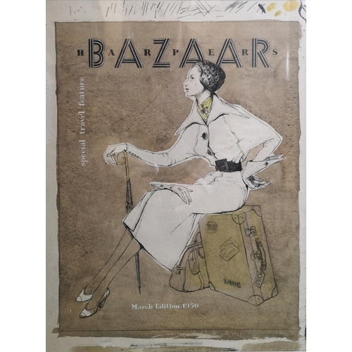 313 - Harpers Bazaar Special travel feature March Edition 1950, Original artwork, 29 x 39cm