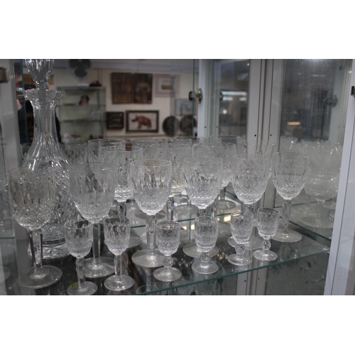 85 - Large collection of Waterford Colleen pattern Crystal panelled glasses and Decanters, comprising of ... 