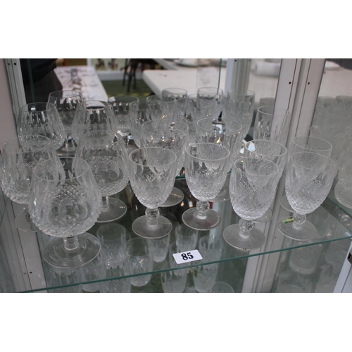 85 - Large collection of Waterford Colleen pattern Crystal panelled glasses and Decanters, comprising of ... 