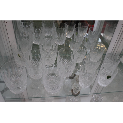 85 - Large collection of Waterford Colleen pattern Crystal panelled glasses and Decanters, comprising of ... 