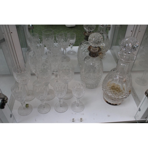 85 - Large collection of Waterford Colleen pattern Crystal panelled glasses and Decanters, comprising of ... 