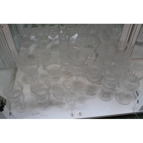 86 - Suite of Edinburgh Crystal Thistle pattern glassware comprising of Wine glasses, Tumblers, Whisky gl... 