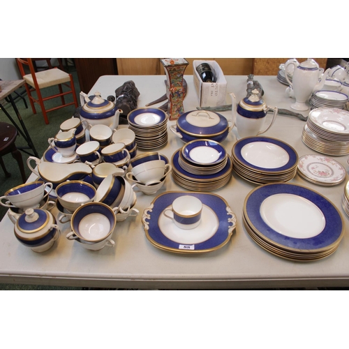 88 - Extensive Coalport Athlone -Blue pattern dinner service comprising of tureen, Tea and coffee pot, di... 