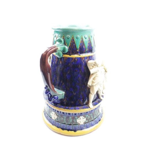 207 - Rare 19thC Majolica Minton Tavern Jug/Ewer C.1850s with figural decoration, 38cm in Height