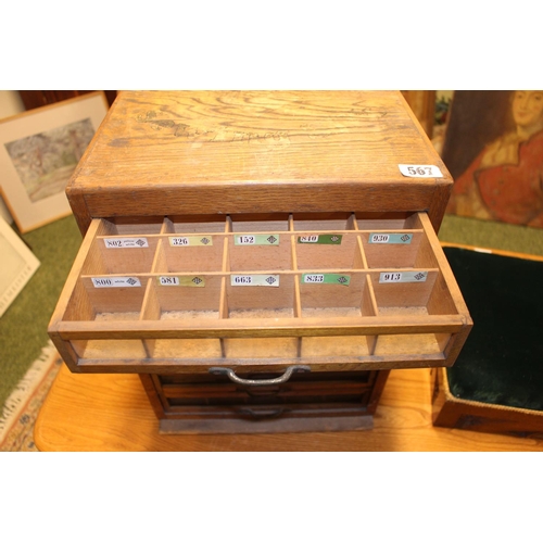 567 - Perivale Sewing Silk Haberdashery box of 6 drawers