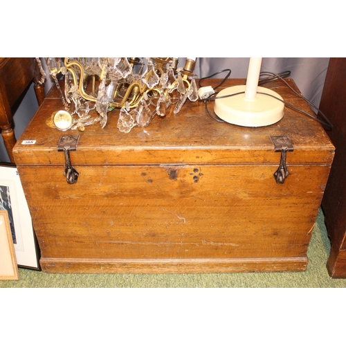 568 - 19thC Sea Chest/Trunk in Oak with metal lock fittings