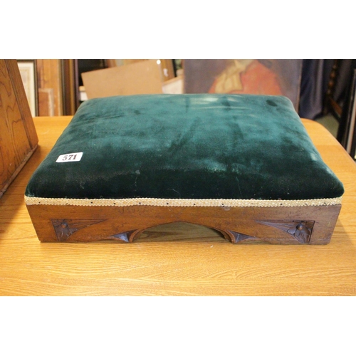 571 - Upholstered Mahogany carved prayer stool marked in Pencil to base Christs College of Cambridge