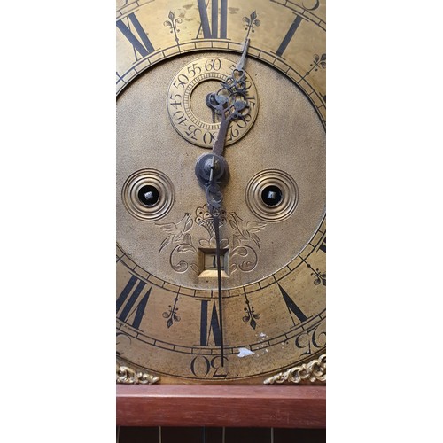 188 - Local Interest; John Branden of St Ives Brass Faced 18thC Clock movement in later case with weights ... 