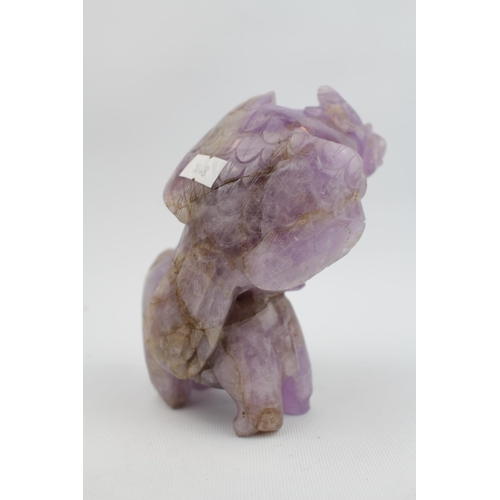 79 - Chinese Carved Amethyst figure of a Bird on a Dragon