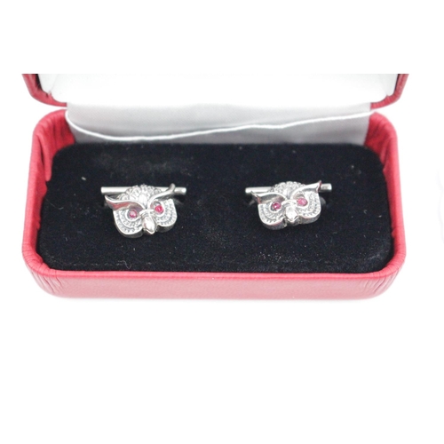 209 - Pair of Silver Owl Head Cufflinks