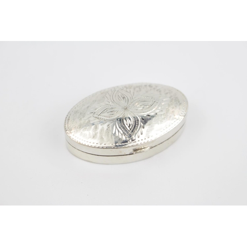 213 - Silver Pill box with engraved lid