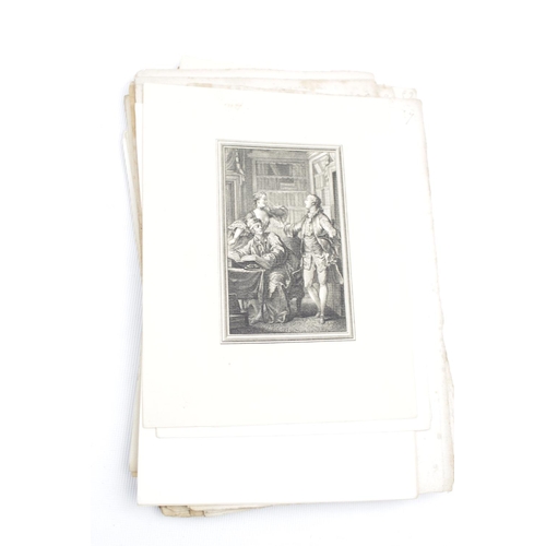 235 - French Book plates with Pencil annotations to reverse C1800 of courting couples and risque scenes ap... 