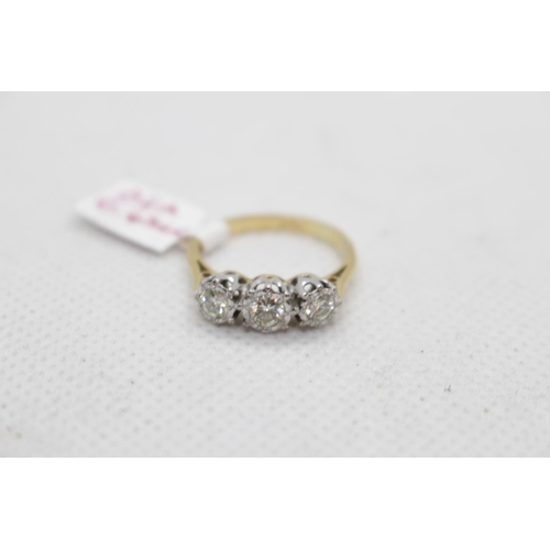 183 - Ladies 18ct Gold 3 stone Diamond ring 0.45ct 4g total weight, Size M