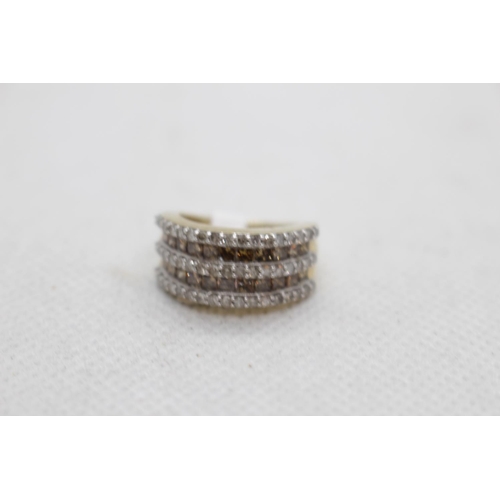 204 - Large Ladies 9ct Gold Multi Diamond set ring 5g total weight Size J