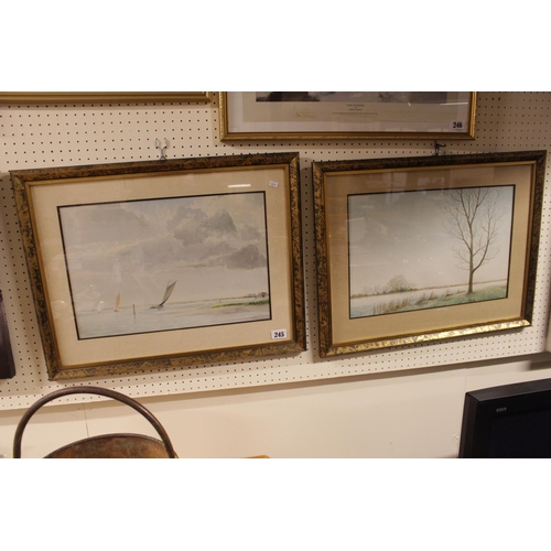 245 - Pair of framed watercolours of coastal scenes unsigned