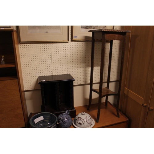 255 - Cd Storage Unit and a Oak Jardinière stand