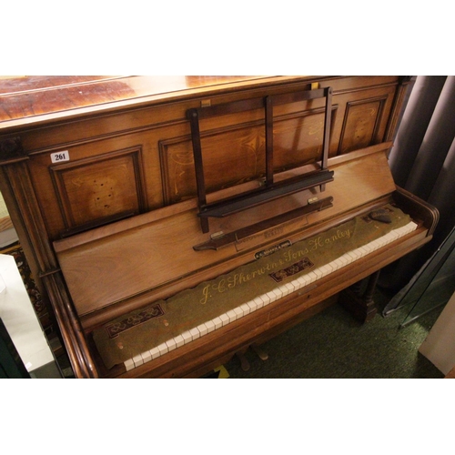 261 - J.C. Sherwin & Sons Walnut cased upright piano