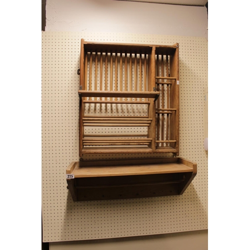 275 - Pine wall mounted Plate rack and a Pine Towel rail