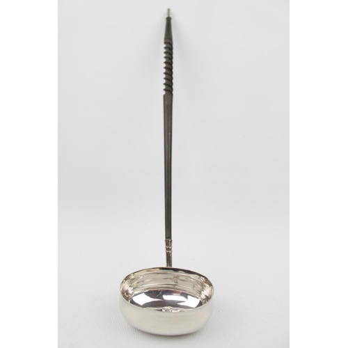 102 - Good Quality 20thC Silver Punch Ladle with Ebonised twisted handle by Francis Howard Ltd, Sheffield ... 