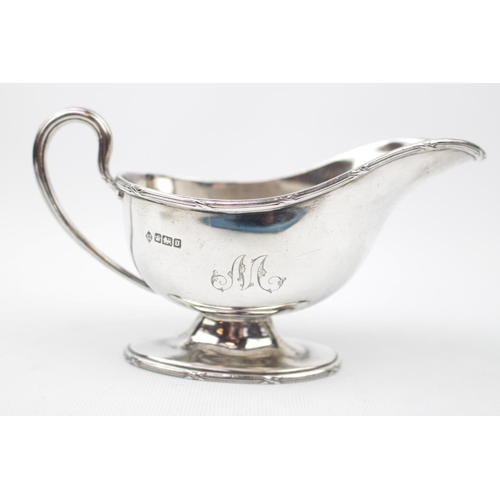 108 - Simple line edge Silver Sauce boat By Martin, Hall & Co (Richard Martin & Ebenezer Hall) Sheffield 1... 