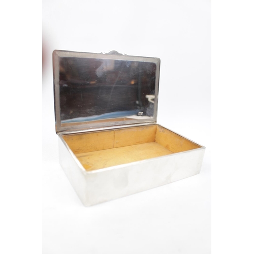 112 - Good Quality Silver Cigarette box of Hinged lid with machined rim, Cedar lined by Cohen & Charles, C... 