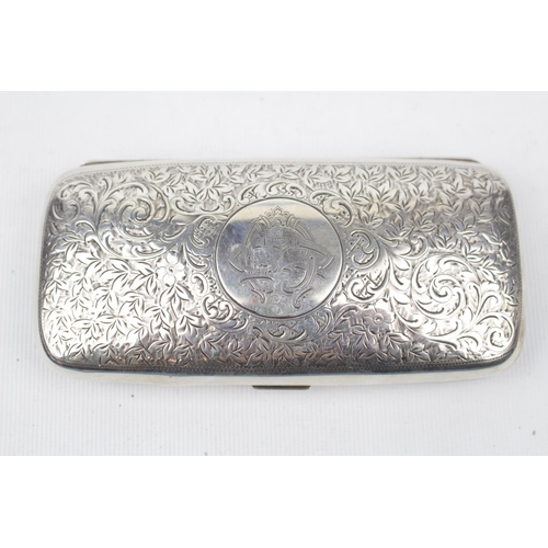 159 - An Edwardian Silver cigar case well engraved with scrolls, Birmingham 1904 by GL. 126g total weight