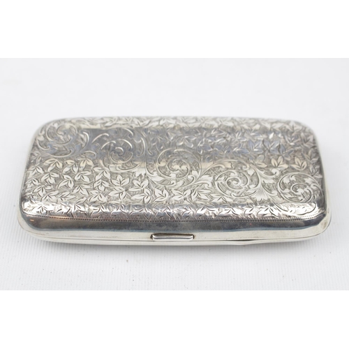 159 - An Edwardian Silver cigar case well engraved with scrolls, Birmingham 1904 by GL. 126g total weight