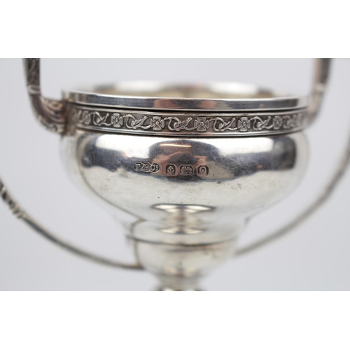 169 - A Silver two-handled bowling trophy with lift off cover - 16cm high, Birmingham 1938 - 130g total we... 