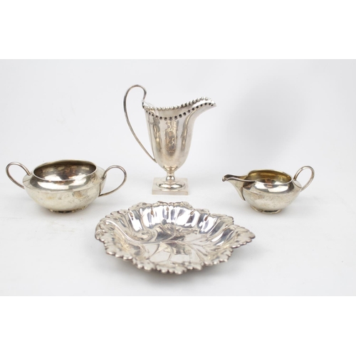 189 - Collection of 4 Silver items inc. Silver Leaf Dish by Barker Ellis 1973, Silver Jug Chester 1910 by ... 