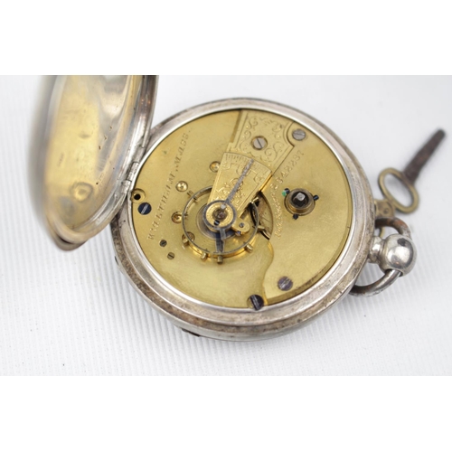 190 - Silver pocket watch & Key Birmingham 1911 with Waltham Mass movement and a Gilt Pocket watch swiss m... 