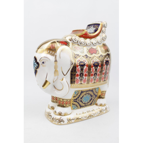 212 - ROYAL CROWN DERBY PAPERWEIGHT, 'Large Elephant', Silver Stopper, height 20cm