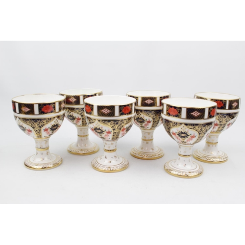 222 - Set of 6 2 Royal Crown Derby Old Imari 1128 Goblets 13cm in Height