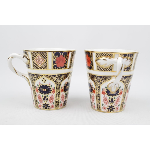 225 - Set of 2 Royal Crown Derby Old Imari 1128 Mugs XLVII & XLIX with Foliate Handles