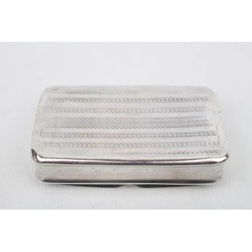 80 - 19thC continental engine turned and engraved snuff box with hinged lid, 7.5cm in Width. 59g total we... 