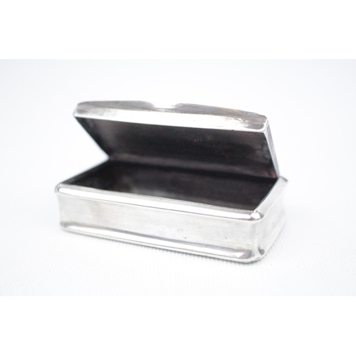 80 - 19thC continental engine turned and engraved snuff box with hinged lid, 7.5cm in Width. 59g total we... 