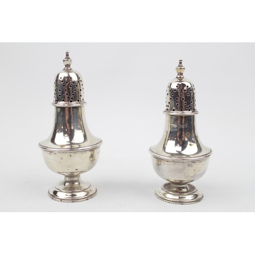 91 - Pair of Edwardian Silver Pepperettes by James Dixon & Sons Sheffield 1909, 71g total weight