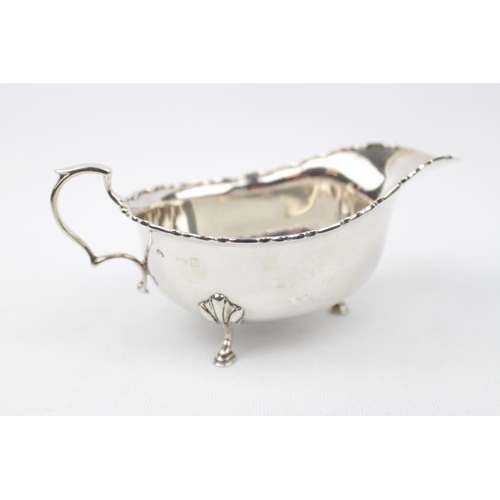 95 - George V Silver Sauce Boat with piecrust rim and stepped pad feet by Adie Brothers Ltd, Birmingham 1... 