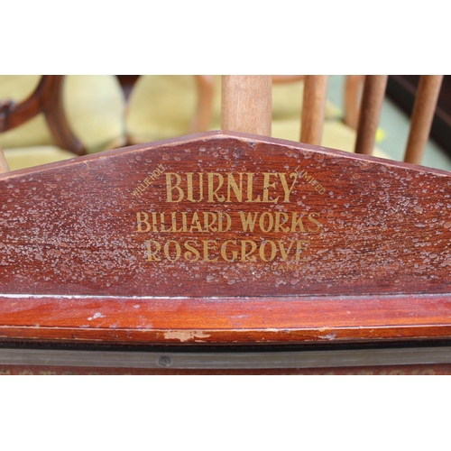 204d - Victorian Snooker score board marked Burnley Billiard works Rosegrove, 75cm in Length by Willie Holt... 